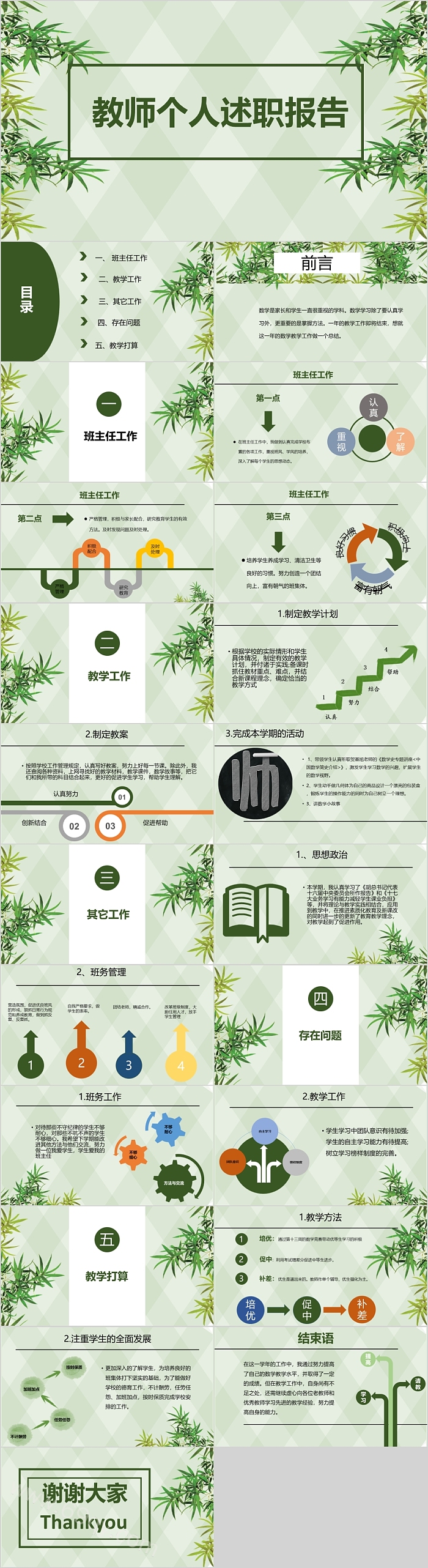 简约清新教师个人述职报告PPT模板