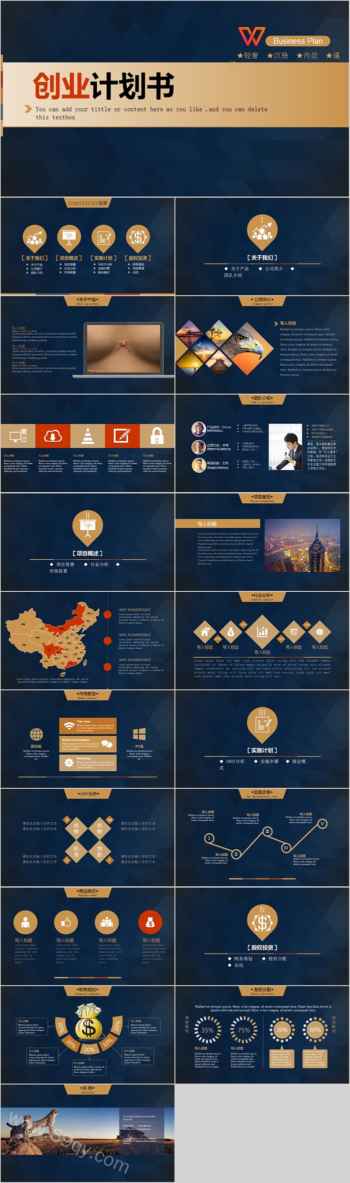 经典时尚的创业计划书PPT模板