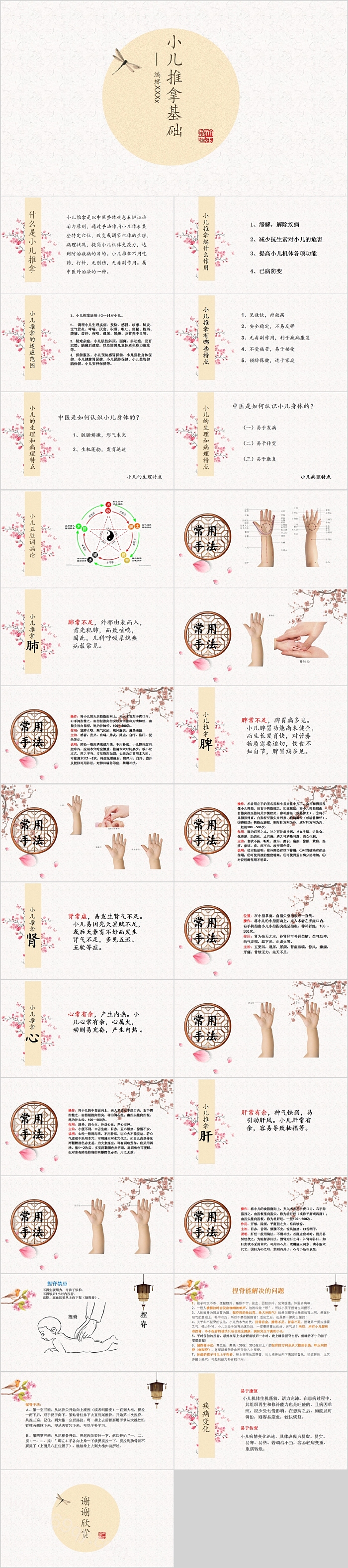 简约清新小儿推拿基础培训课件