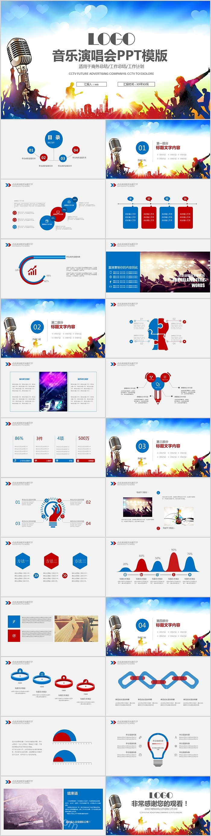 音乐演唱会商务总结PPT模版