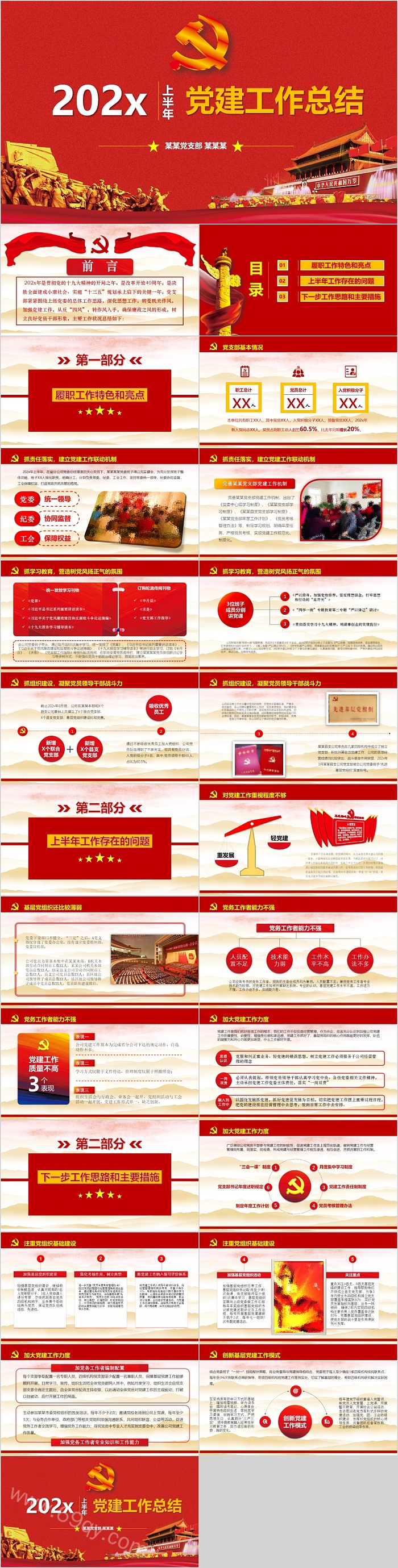 简约时尚党建工作总结模板
