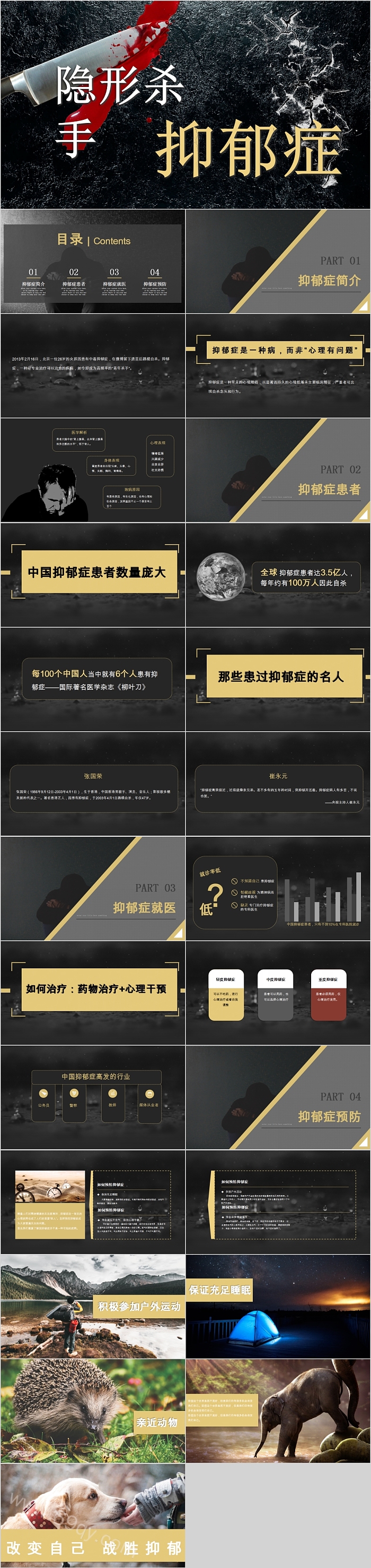 隐形杀手抑郁症心理健康教育PPT