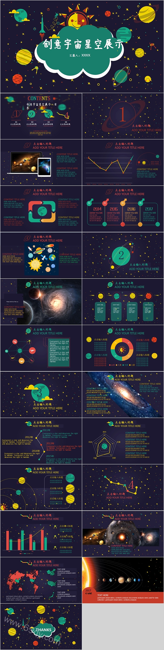 创意宇宙星空展示教育培训PPT模板