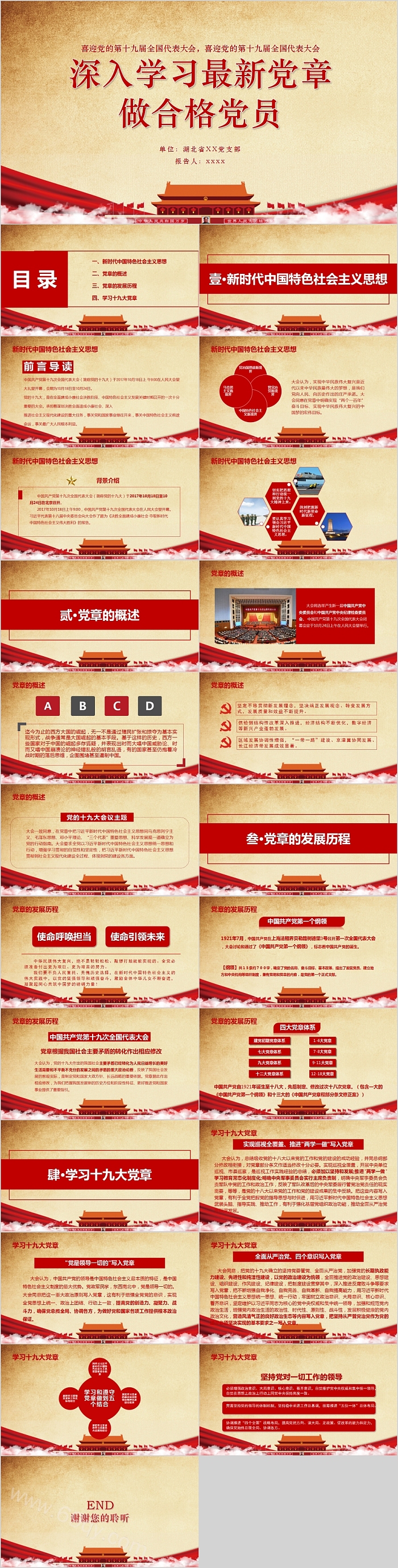 深入学习最新党章做合格党员PPT模板