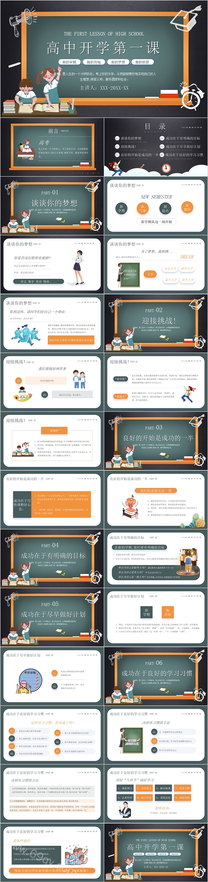 炫酷高中开学第一课新的学期ppt课件
