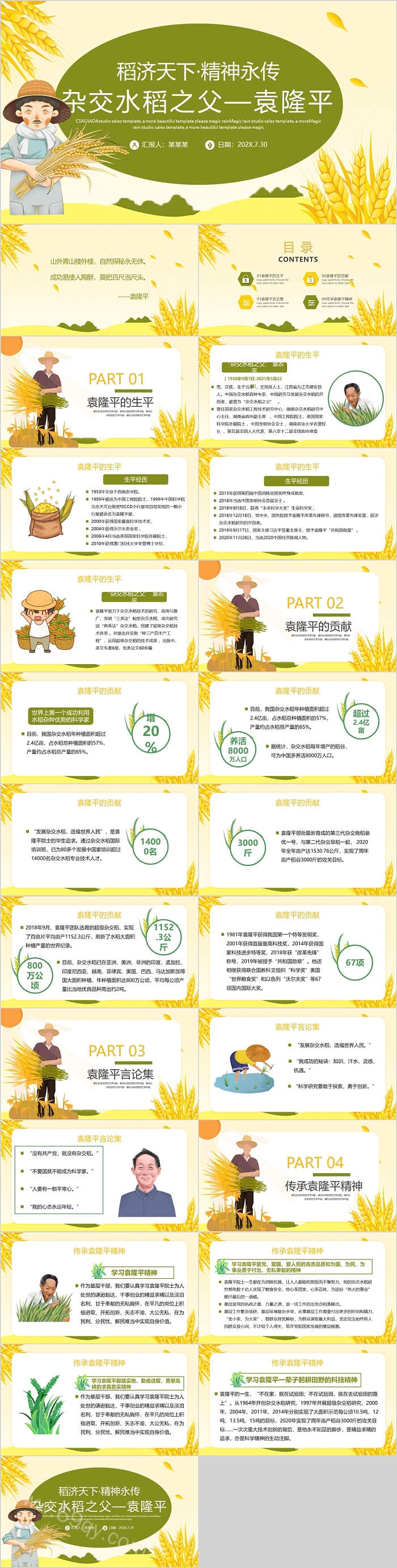 稻济天下精神永传杂交水稻之父袁隆平PPT课件