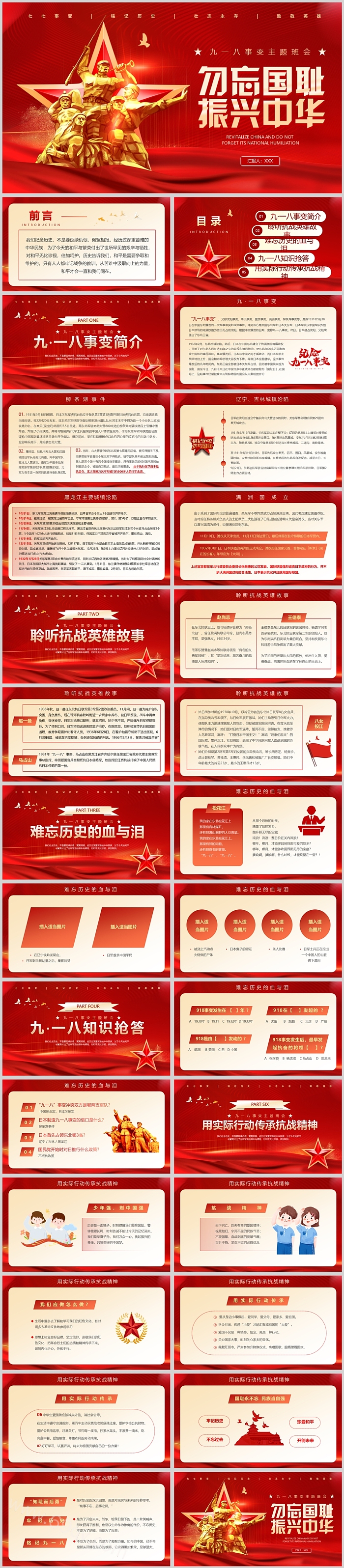 勿忘国耻振兴中华九一八事变主题班会PPT课件