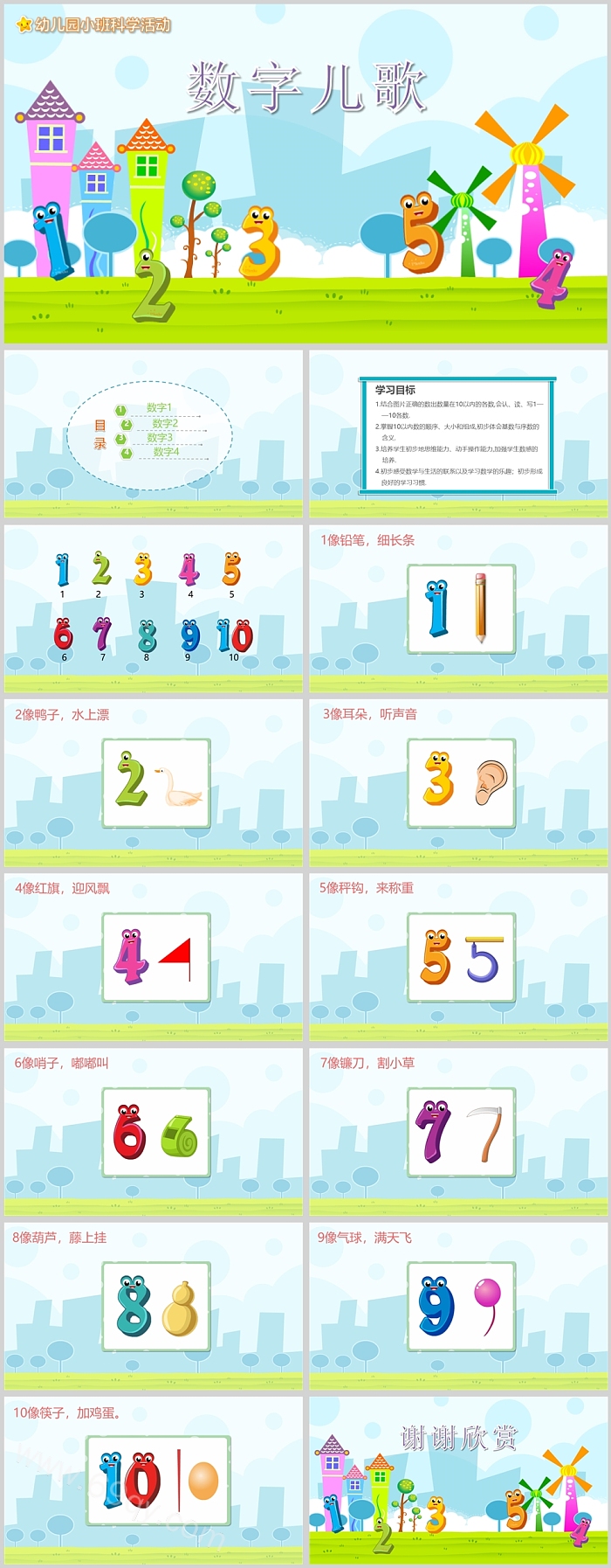 幼儿园小班科学活动数字儿歌说课ppt课件