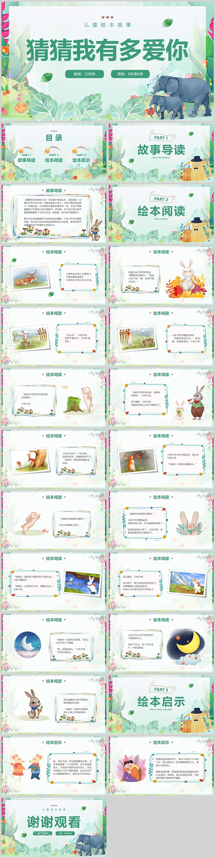 幼儿园大班语言教学《猜猜我有多爱你》绘本故事ppt课件