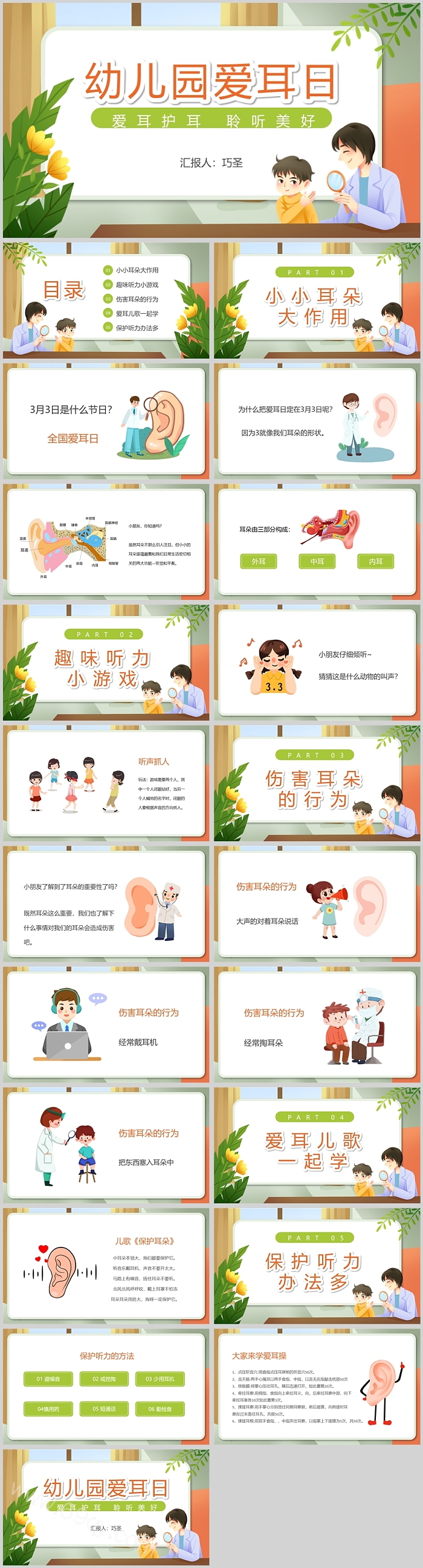 幼儿园小学生保护耳朵健康全国爱耳日健康教育主题ppt课件