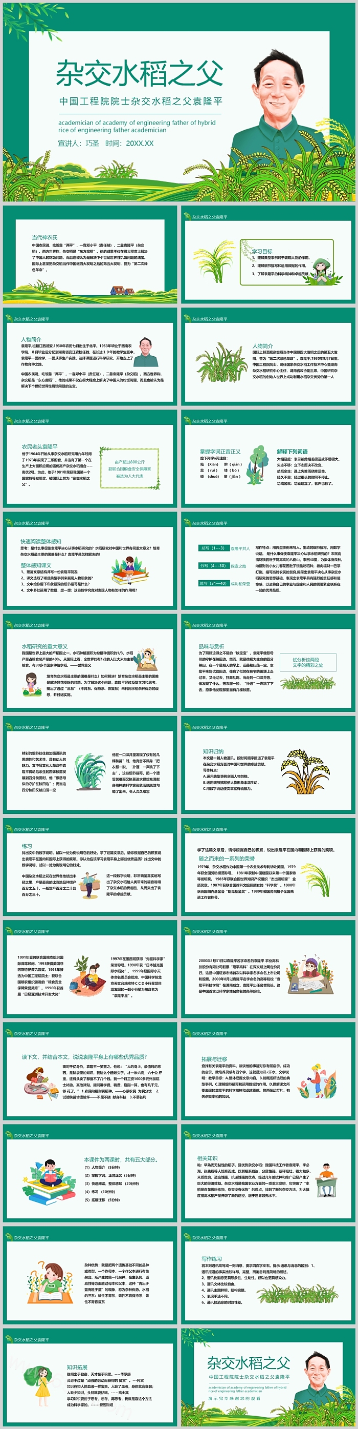 缅怀先烈纪念中国工程院院士杂交水稻之父袁隆平介绍主题班会PPT课件