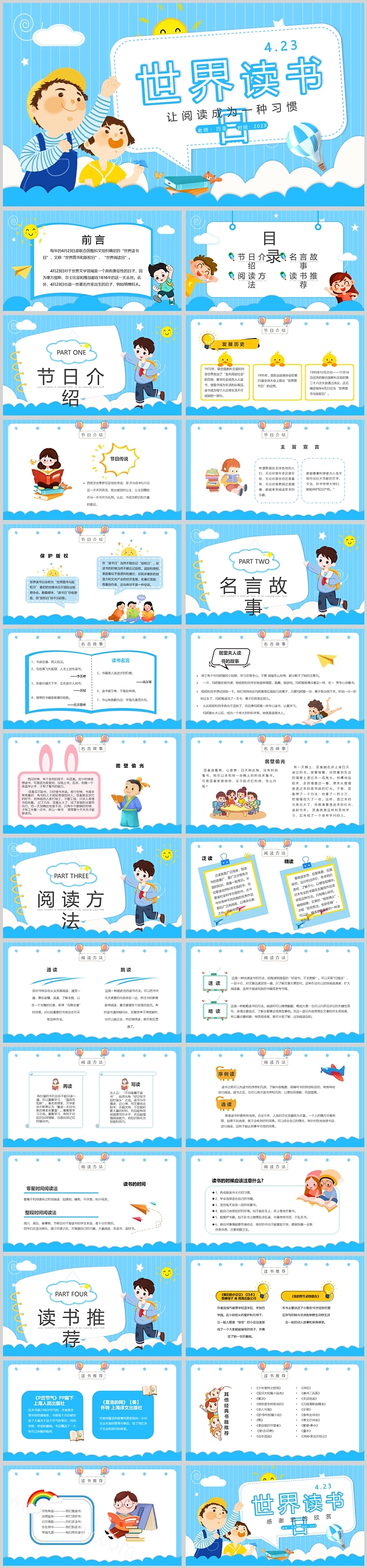 精选完整版世界读书日让阅读成为一种习惯主题班会PPT课件