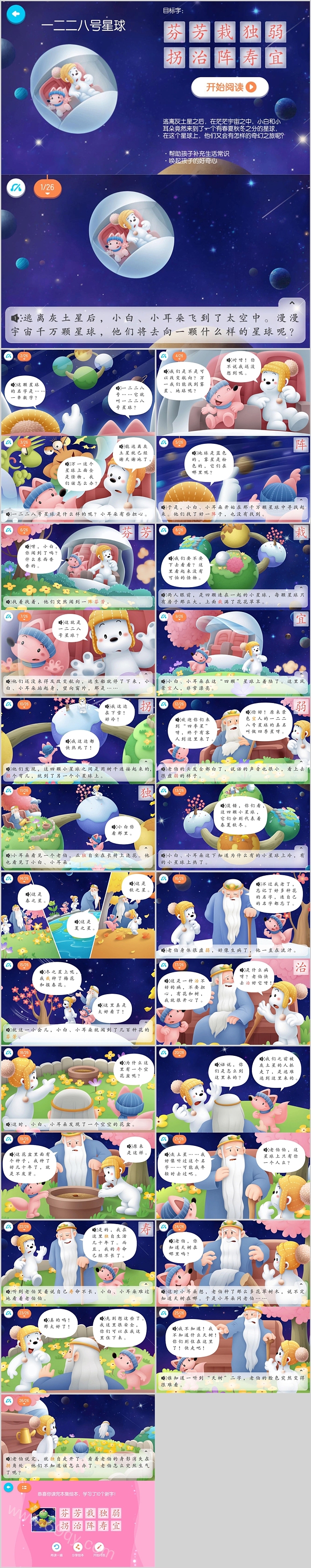 幼儿园洪恩识字科普《一二二八号星球》绘本故事ppt课件
