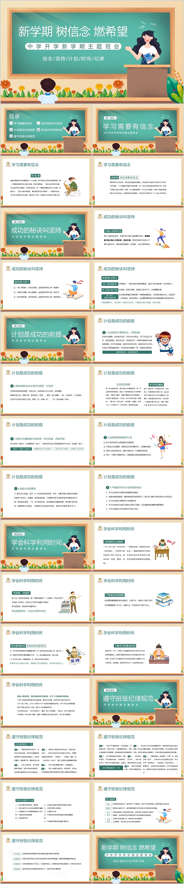新学期树信念燃希望中学开学新学期主题班会ppt课件