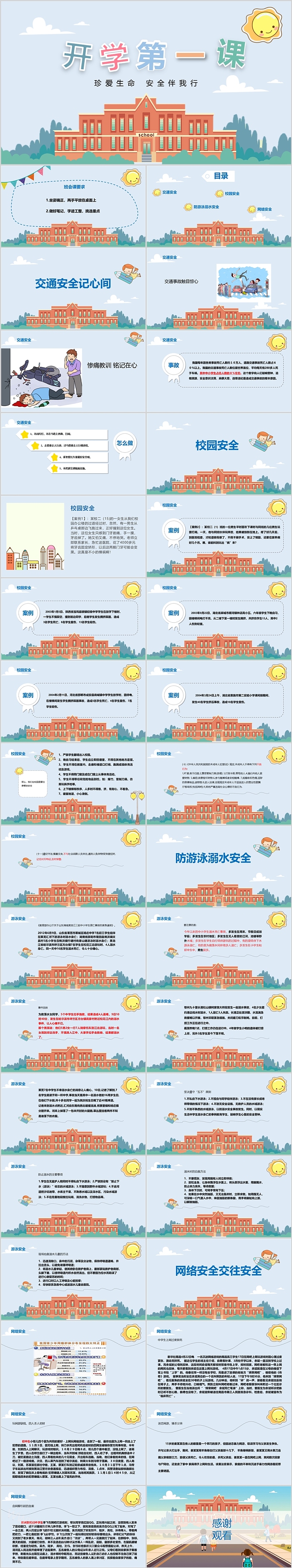 中小学生教育珍爱生命安全伴我行开学第一课主题班会ppt课件