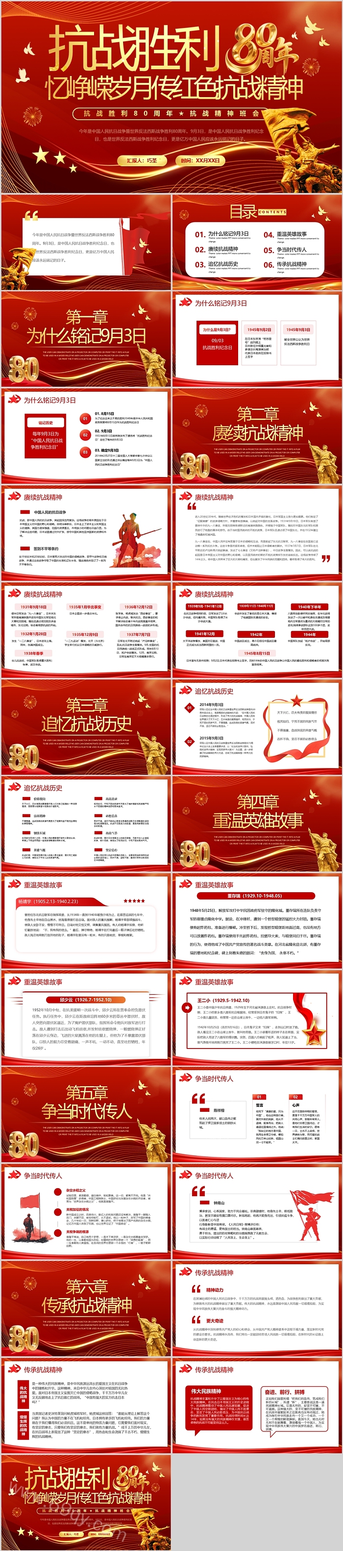 纪念中国人民抗日战争胜利80周年抗战胜利80周年抗战精神班会ppt课件