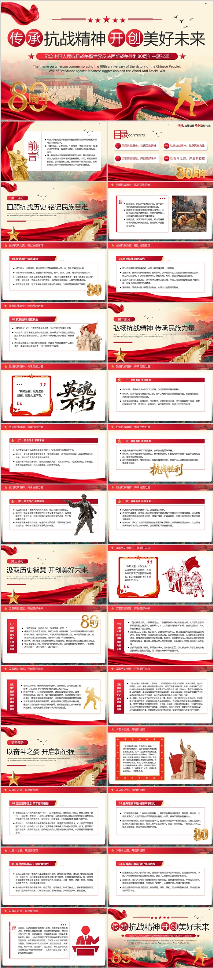 纪念中国人民抗日战争暨世界反法西斯战争胜利80周年主题党课ppt课件