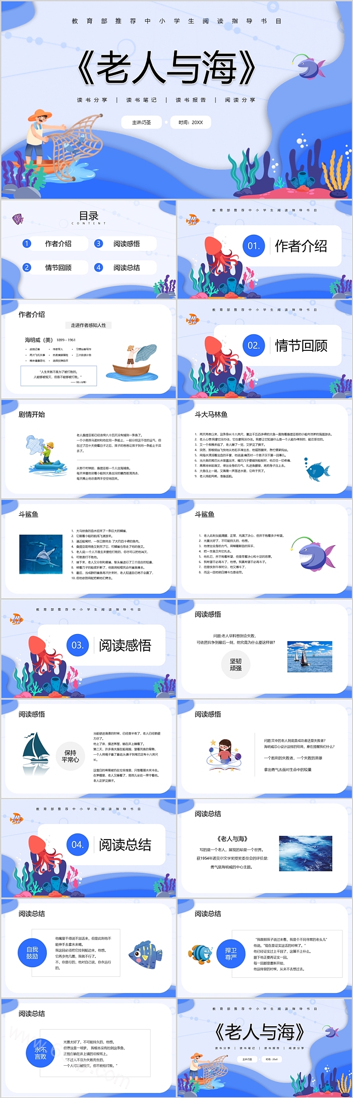 阅读交流《老人与海》读书分享会PPT课件