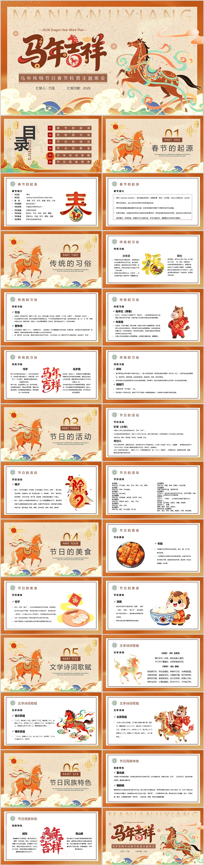 马年吉祥马年传统节日春节科普主题班会ppt课件