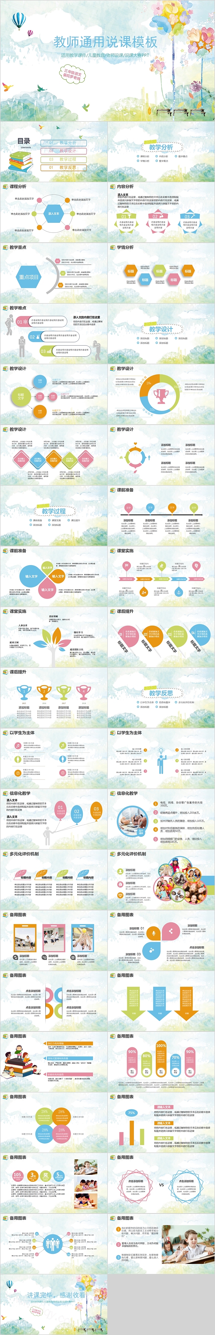 简约清新教师通用说课PPT模板