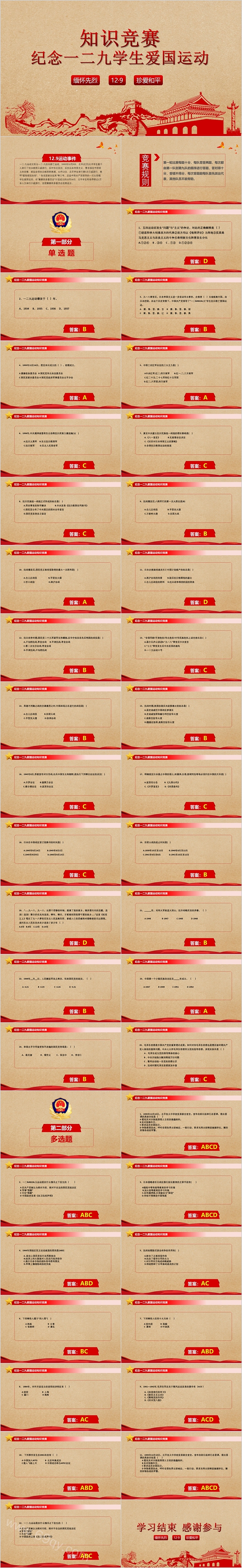 抗日救亡纪念一二九学生爱国运动PPT模板