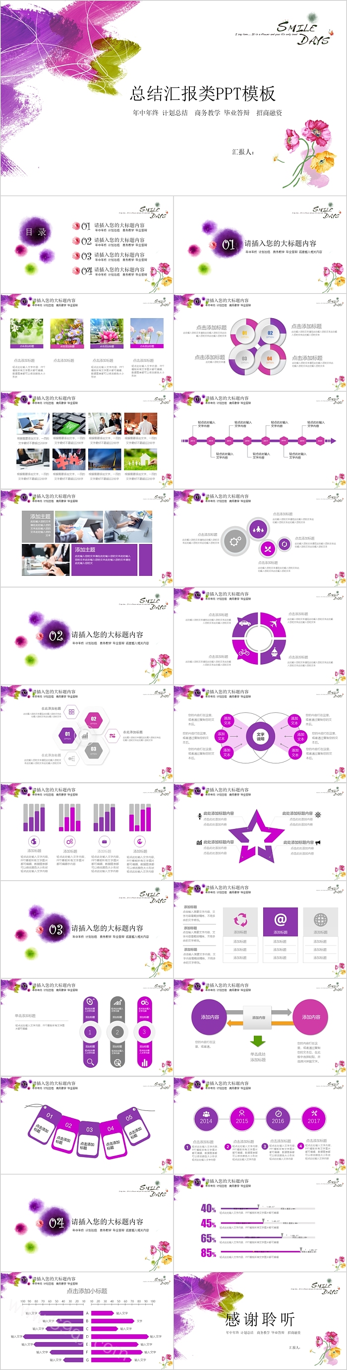 简约时尚总结汇报类模板