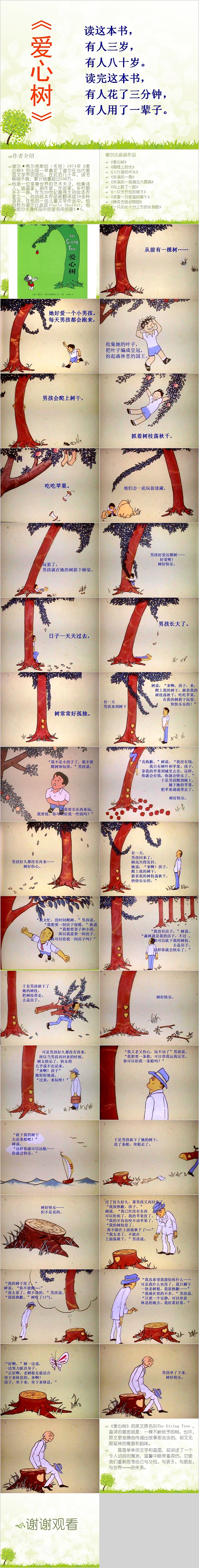 经典完整版幼儿园大班苹果树《爱心树》绘本故事PPT课件