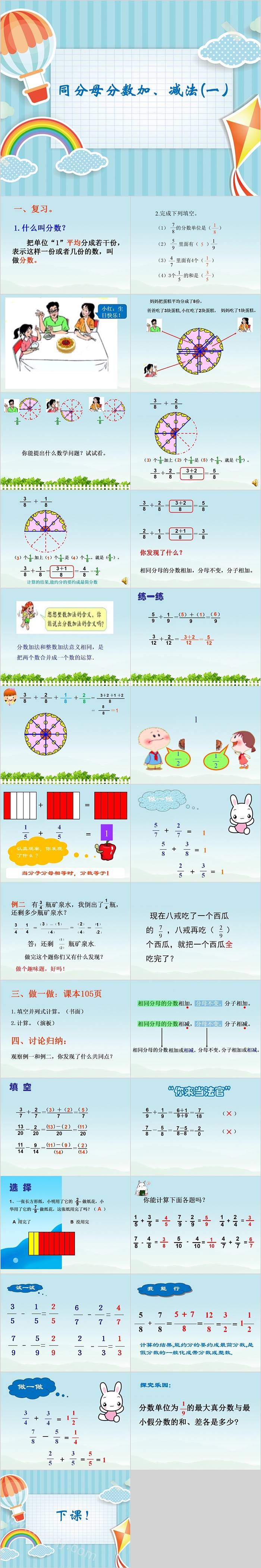 同分母分数加减法小学数学PPT课件