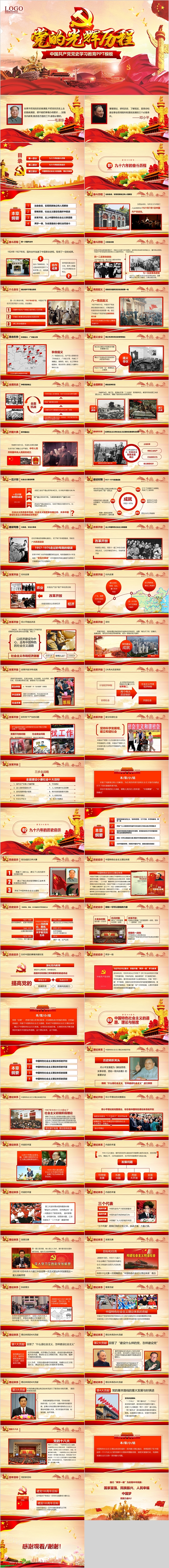 党的光辉历程中国共产党党史学习教育PPT模板