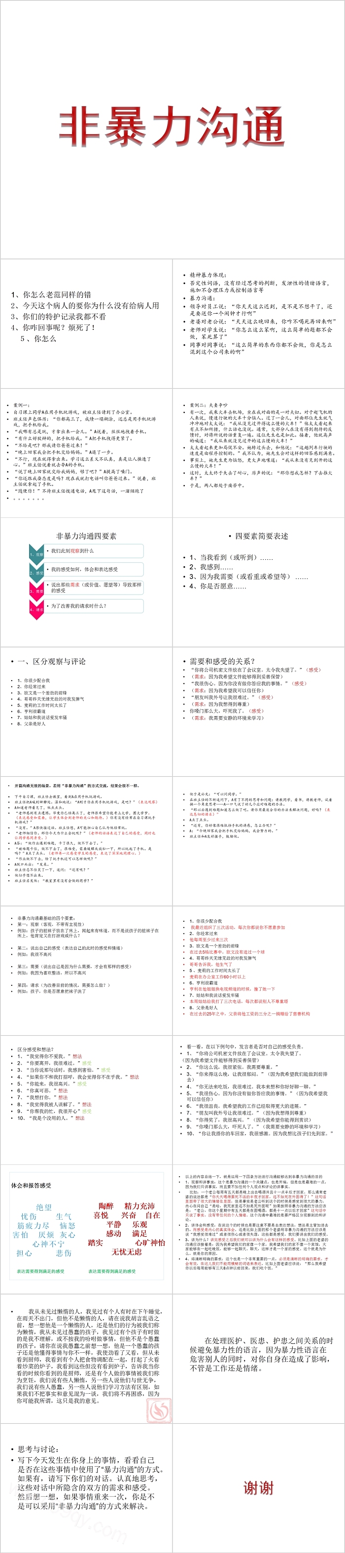 简约清新非暴力沟通PPT模板