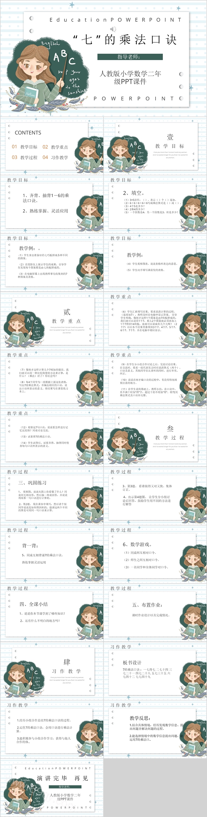 二年级人教版小学数学七的乘法口诀PPT课件