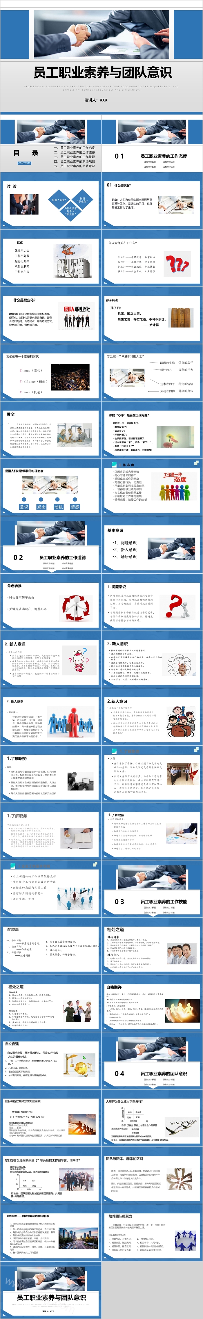 大气实用员工职业素养与团队意识培训