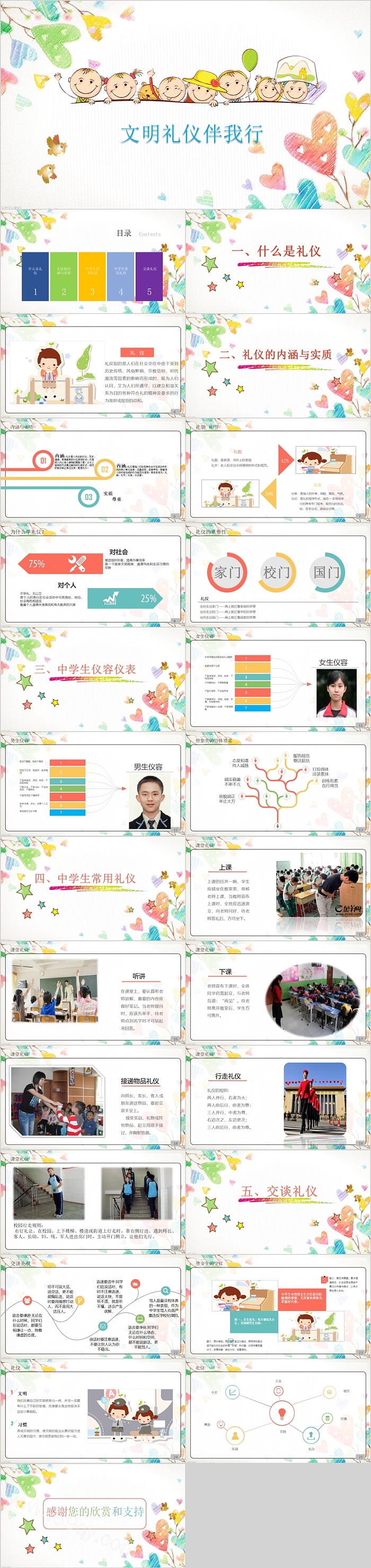 卡通儿童文明礼仪伴我行主题班会