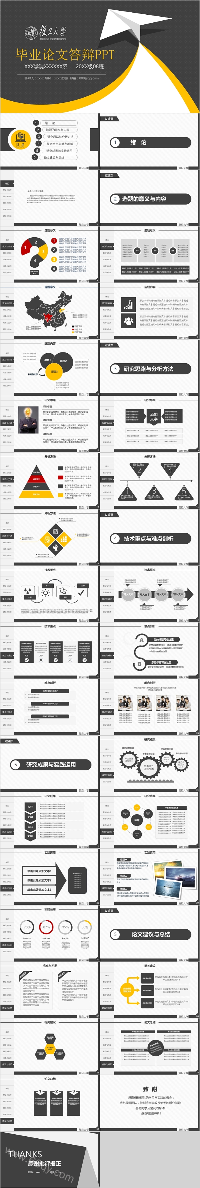 简约设计毕业论文答辩PPT模板