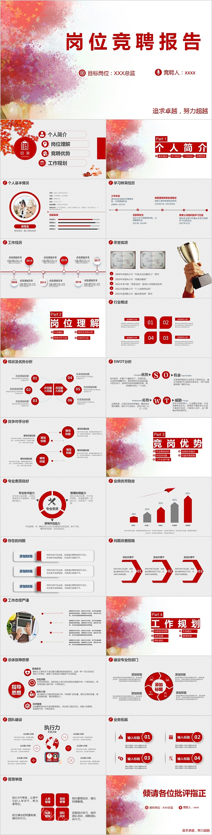 极简清新个人岗位竞聘PPT模板