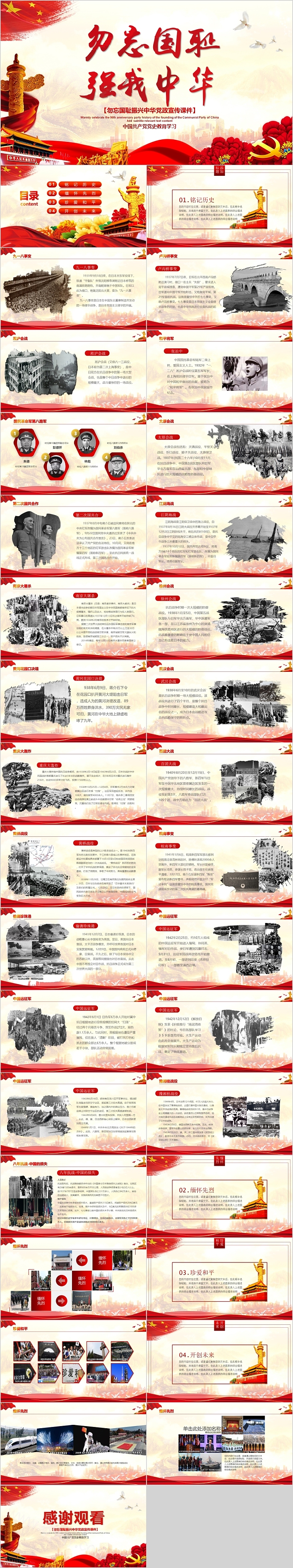 勿忘国耻强我中华九一八事件PPT模板