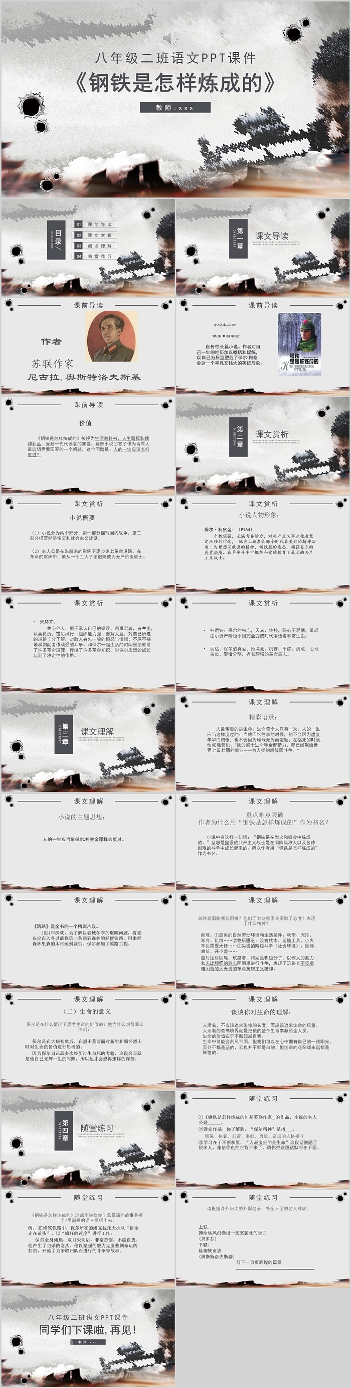 八年级语文课件钢铁是怎样炼成的教学PPT模板