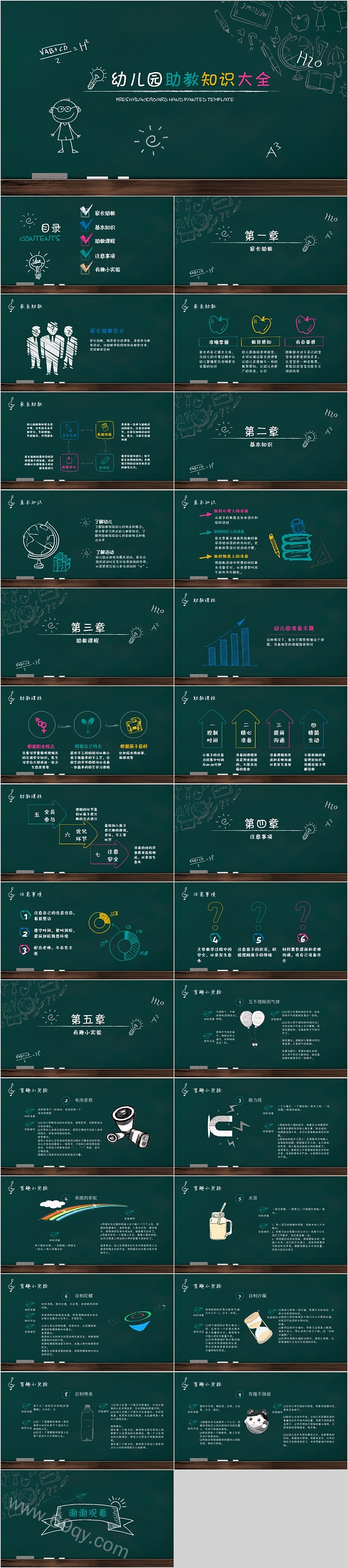 简约黑板风幼儿园助教知识大全PPT