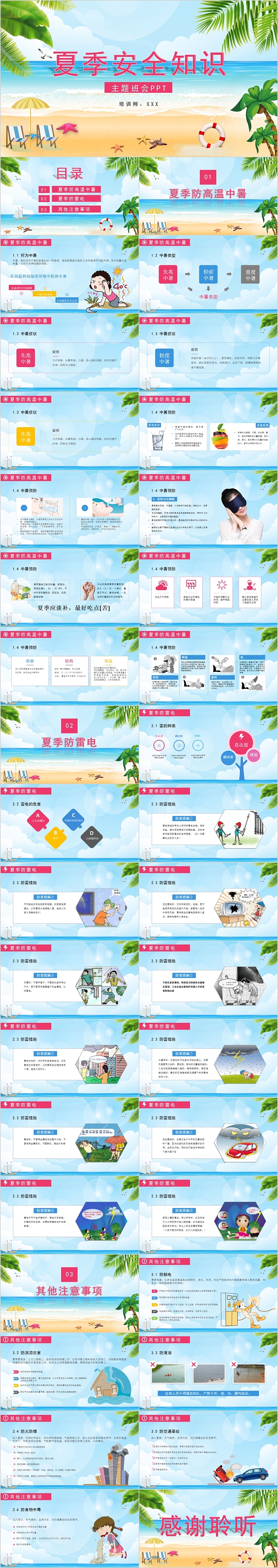 夏季安全知识主题班会PPT模板