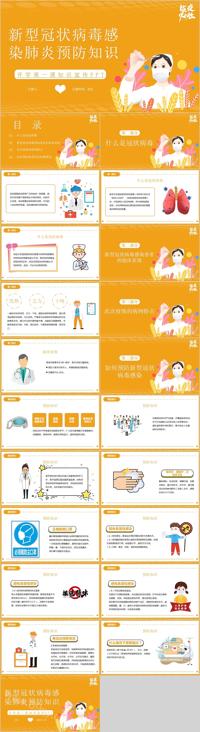 新型冠状病毒感染肺炎预防知识开学第一课知识宣传PPT