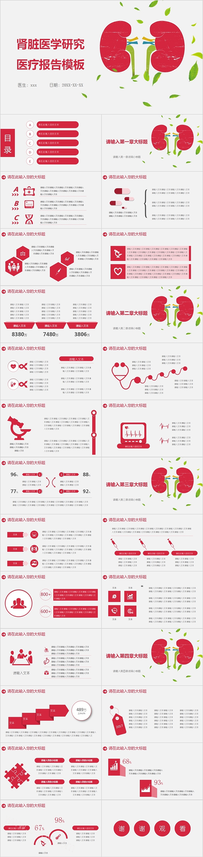 肾脏医学研究医疗报告PPT模板
