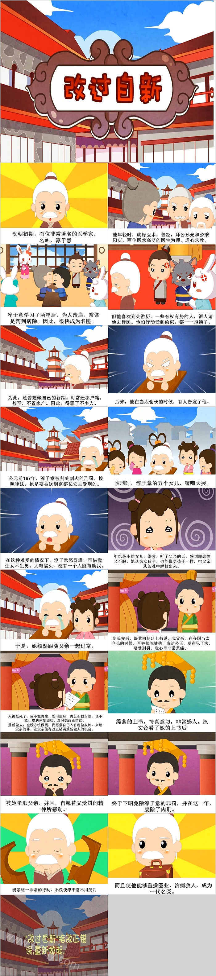 完整卡通经典小学语文《改过自新》成语故事寓言故事绘本PPT课件