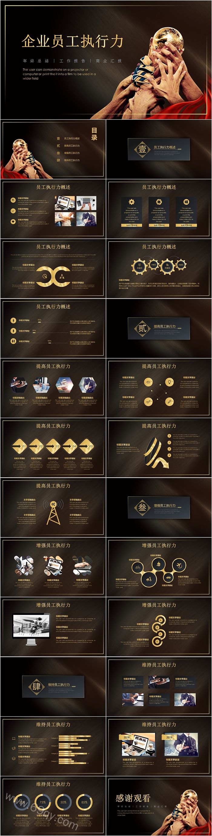 黑金企业员工执行力PPT模板