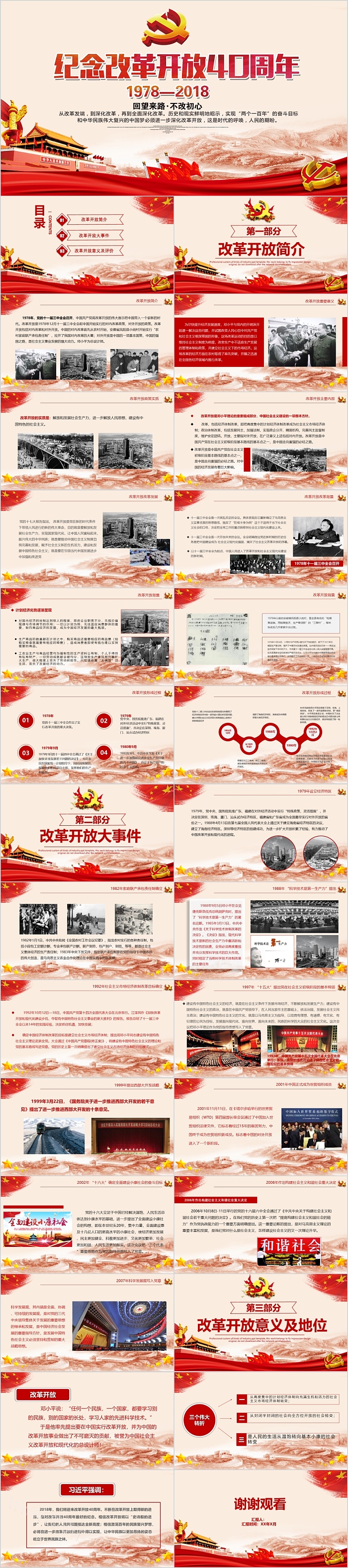 纪念改革开放不忘初心PPT