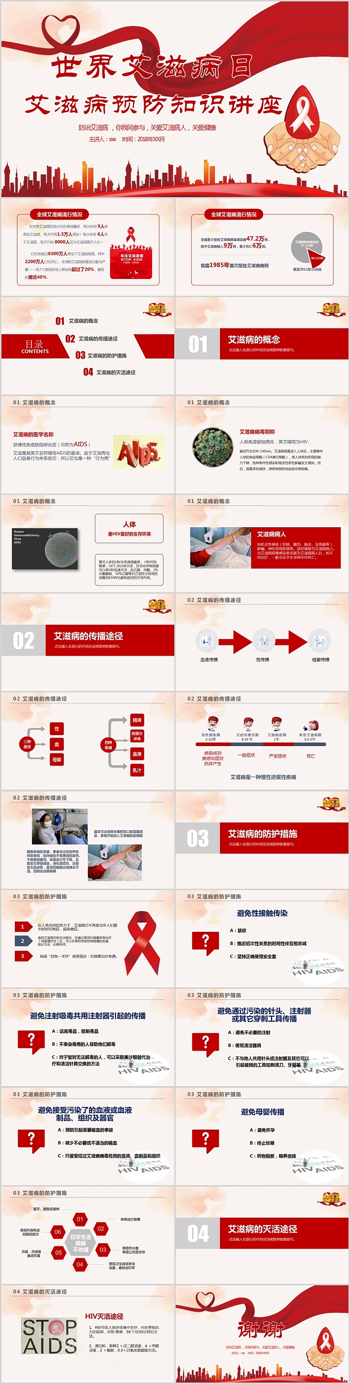 世界艾滋病日预防知识讲座PPT模板