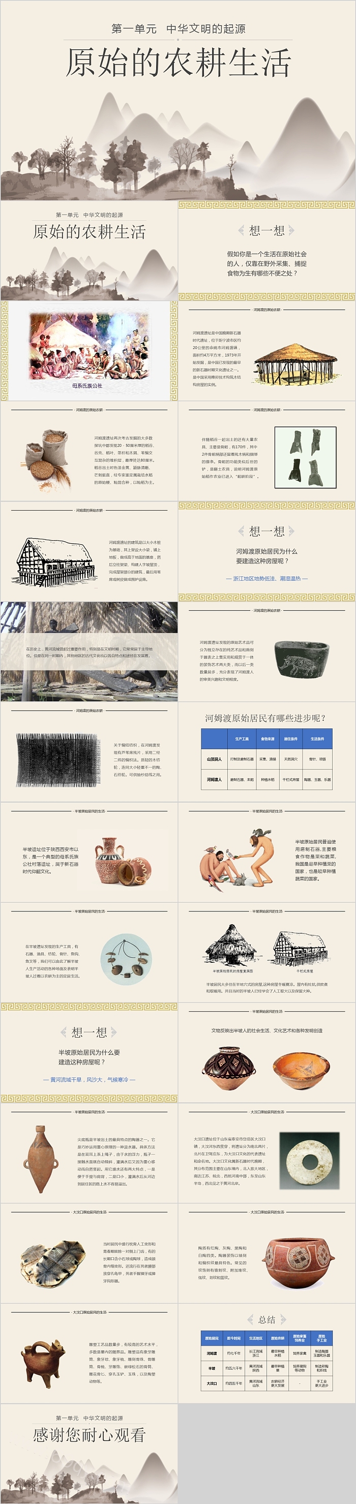 原始的农耕生活教师说课通用PPT模板