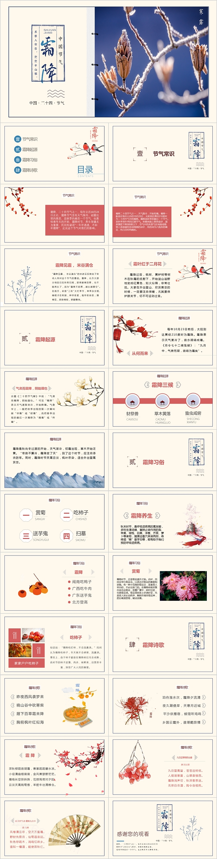 清新二十四节气之霜降PPT