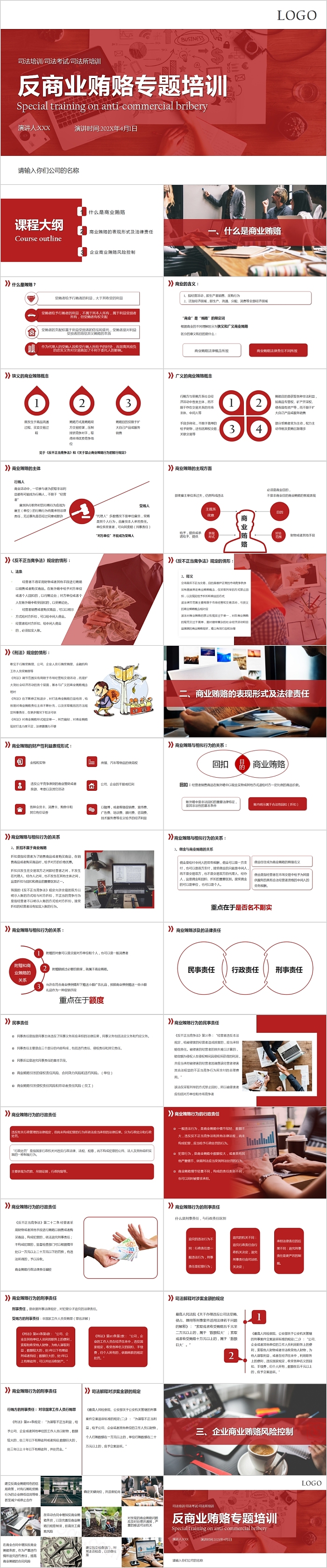 简约商务反商业贿赂专题培训PPT模板