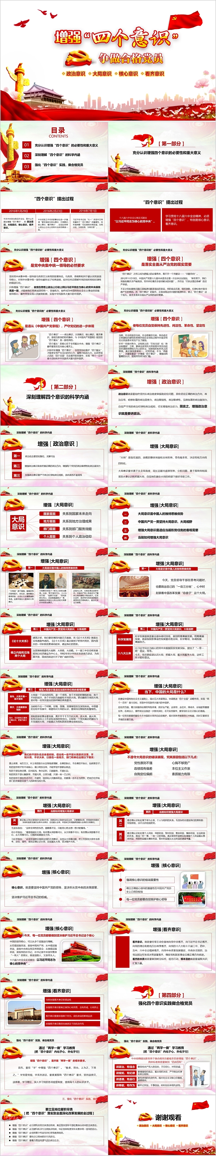 微党课党政党课党建增强四个意识争做合格党员党课材料PPT课件