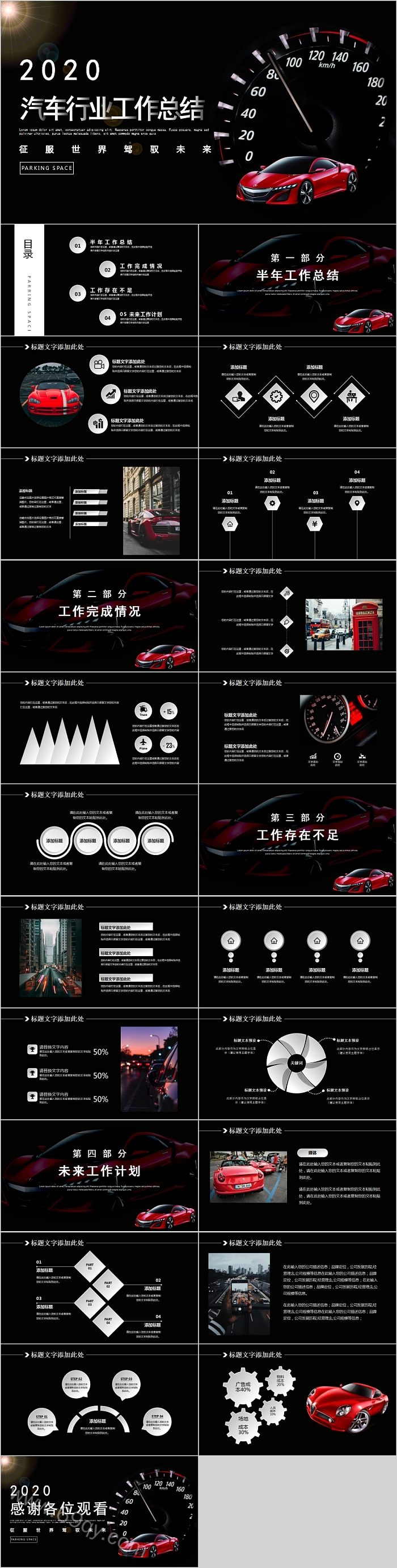 黑色商务汽车行业工作总结PPT模板